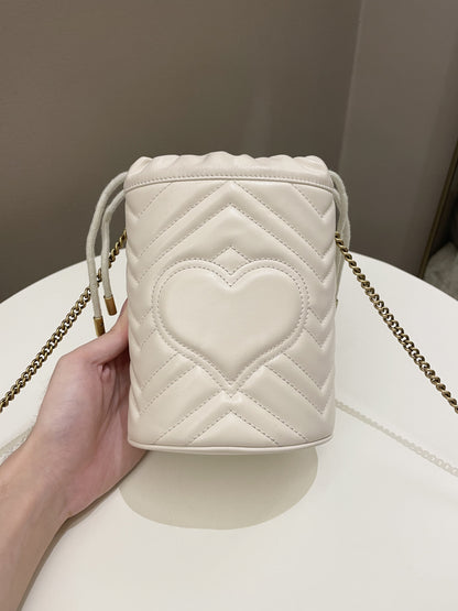 Gucci Marmont Mini Bucket Bag Ivory