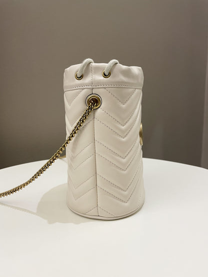 Gucci Marmont Mini Bucket Bag Ivory