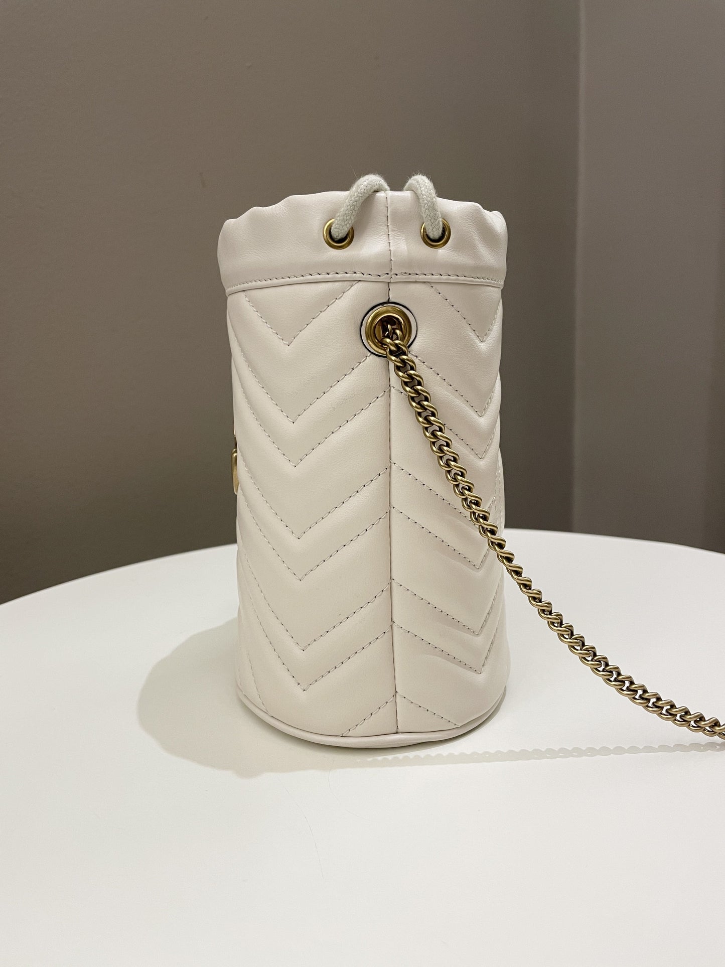 Gucci Marmont Mini Bucket Bag Ivory