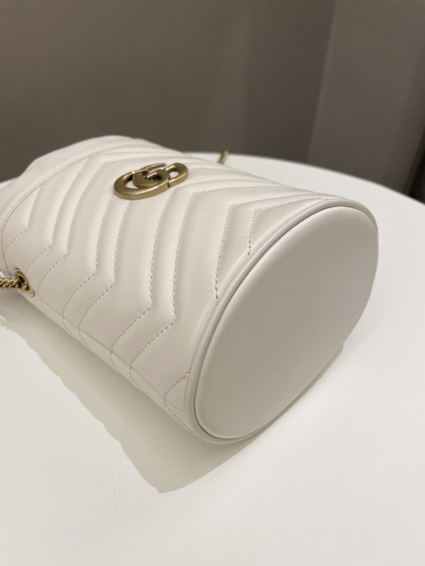 Gucci Marmont Mini Bucket Bag Ivory