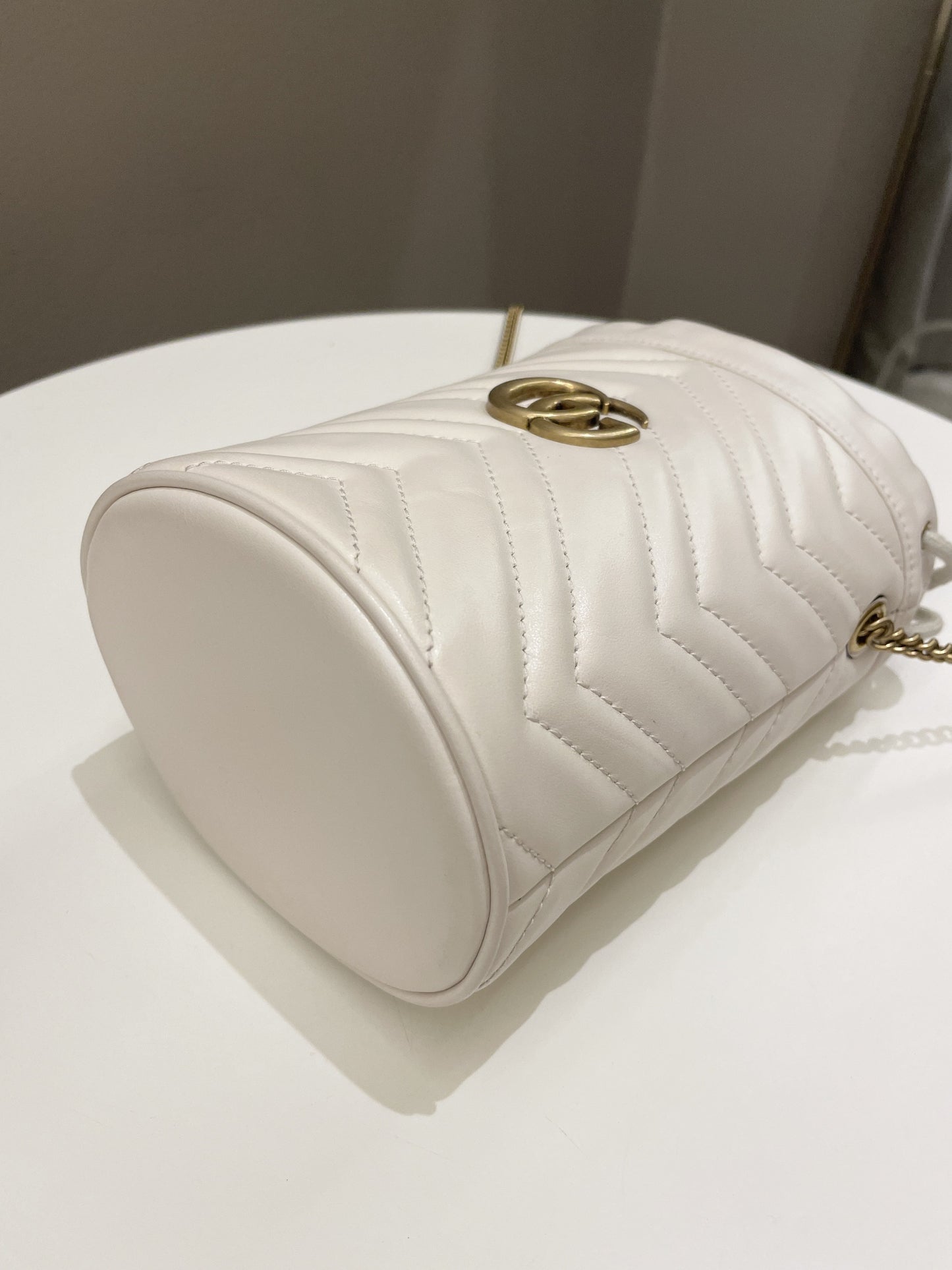 Gucci Marmont Mini Bucket Bag Ivory