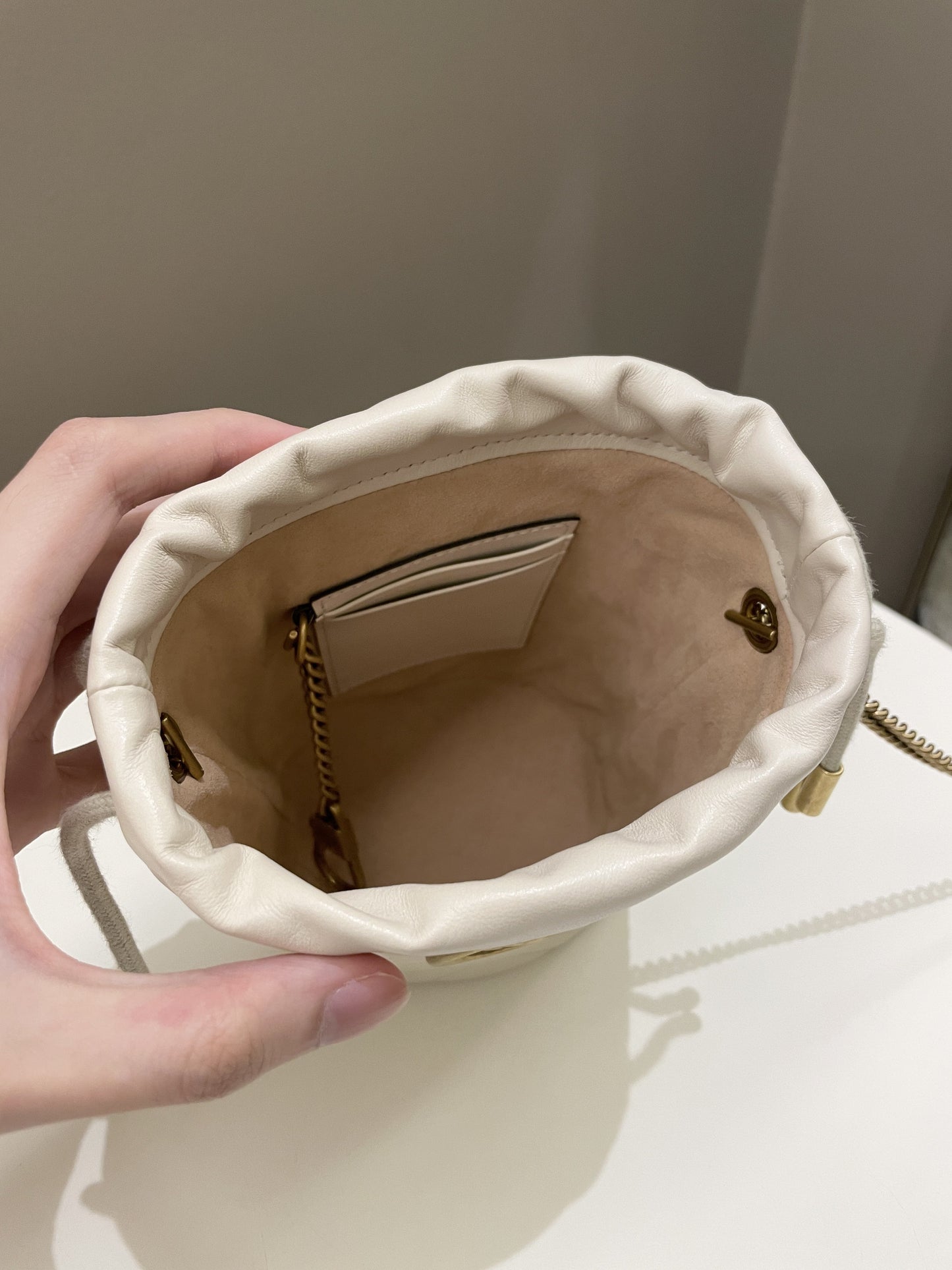 Gucci Marmont Mini Bucket Bag Ivory