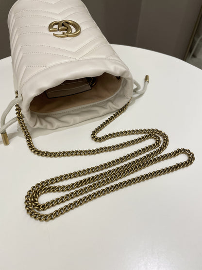 Gucci Marmont Mini Bucket Bag Ivory