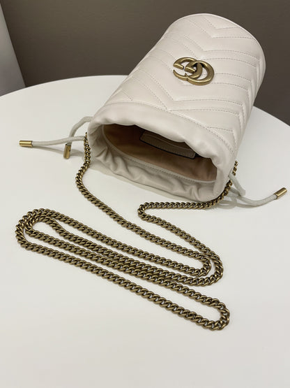 Gucci Marmont Mini Bucket Bag Ivory