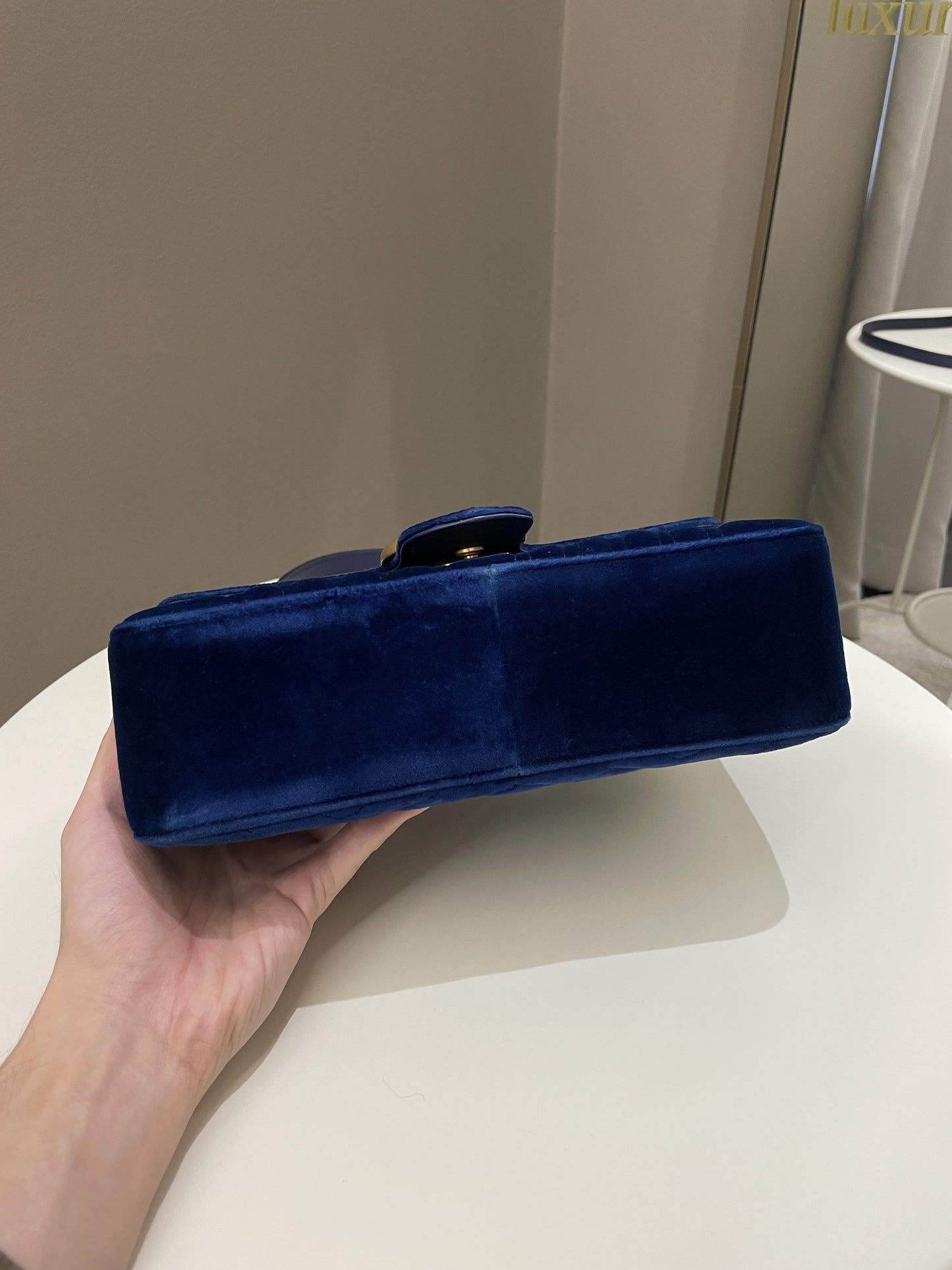 Gucci Marmont Flap Bag Dark Blue Velvet