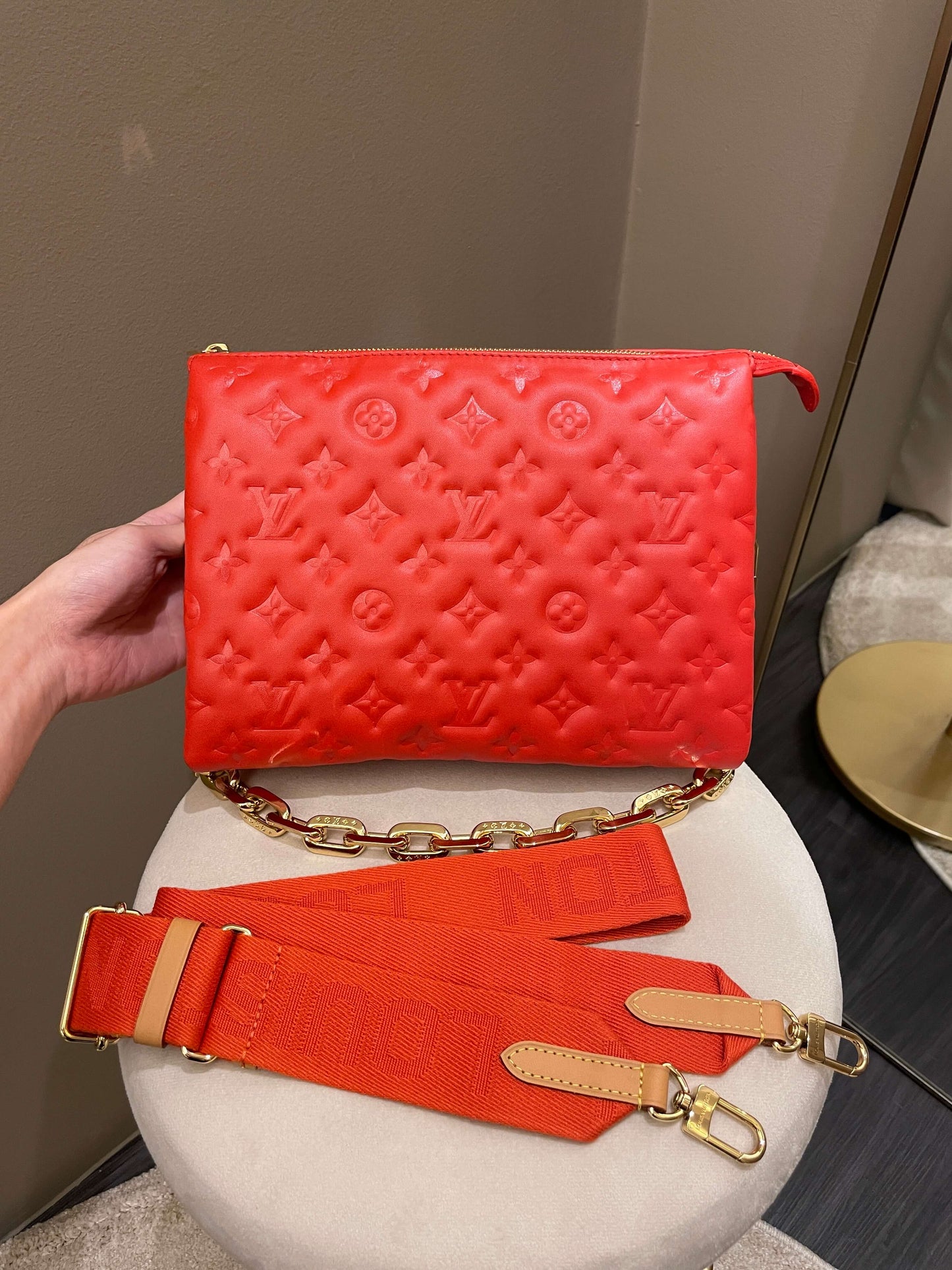 Louis Vuitton Coussin PM Vermillion Empreinte Leather