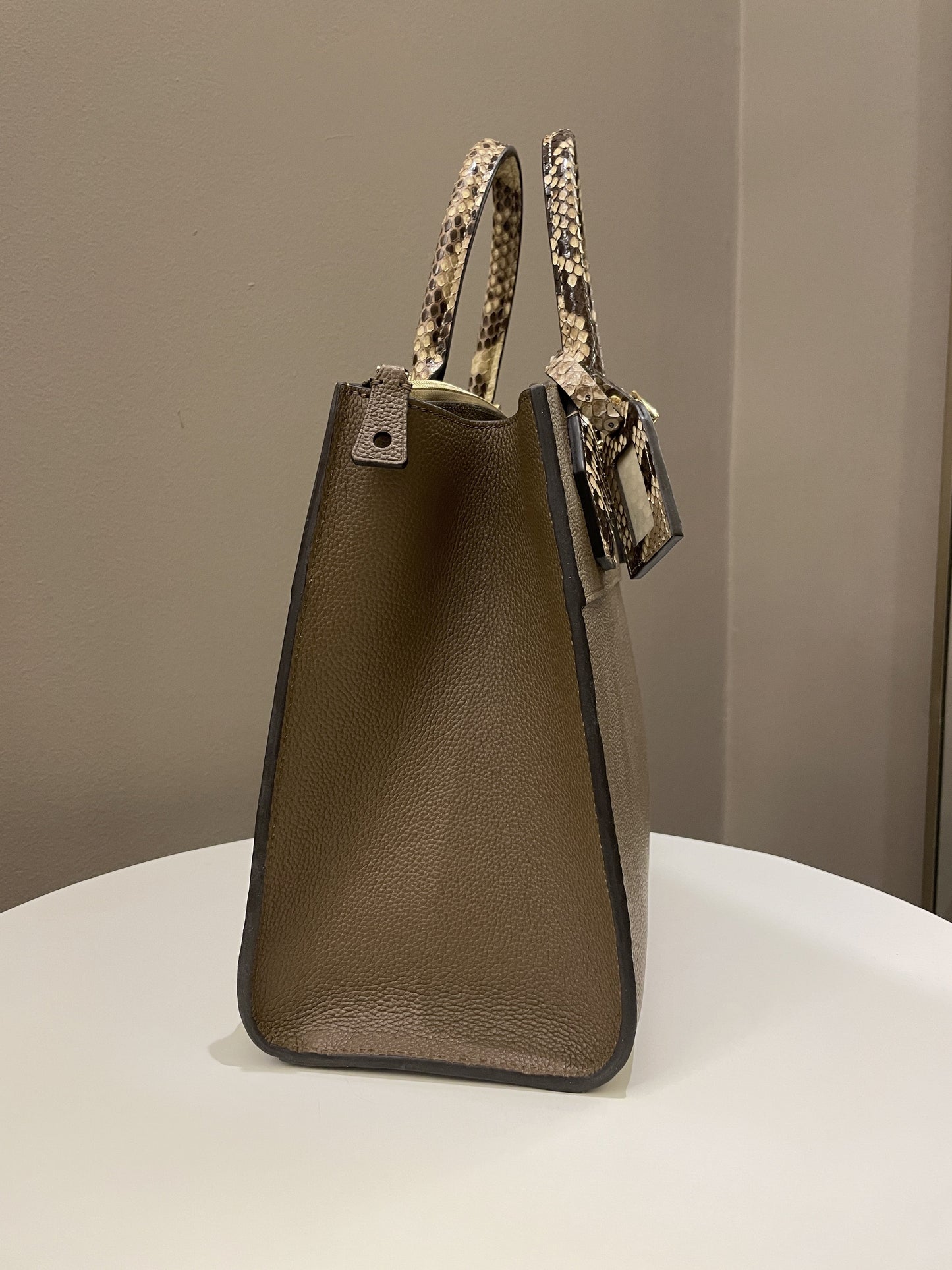 Louis Vuitton Exotic City Steamer MM Taupe Grainy Leather / Python