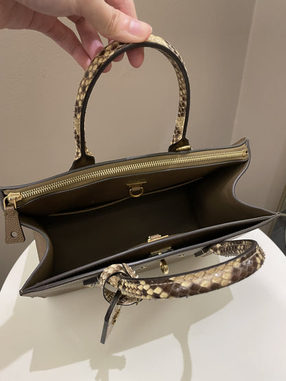 Louis Vuitton Exotic City Steamer MM Taupe Grainy Leather / Python