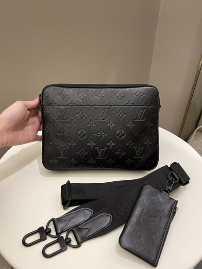 Louis Vuitton Duo Messenger Bag Black Monogram-Embossed Calf