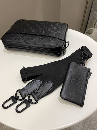 Louis Vuitton Duo Messenger Bag Black Monogram-Embossed Calf