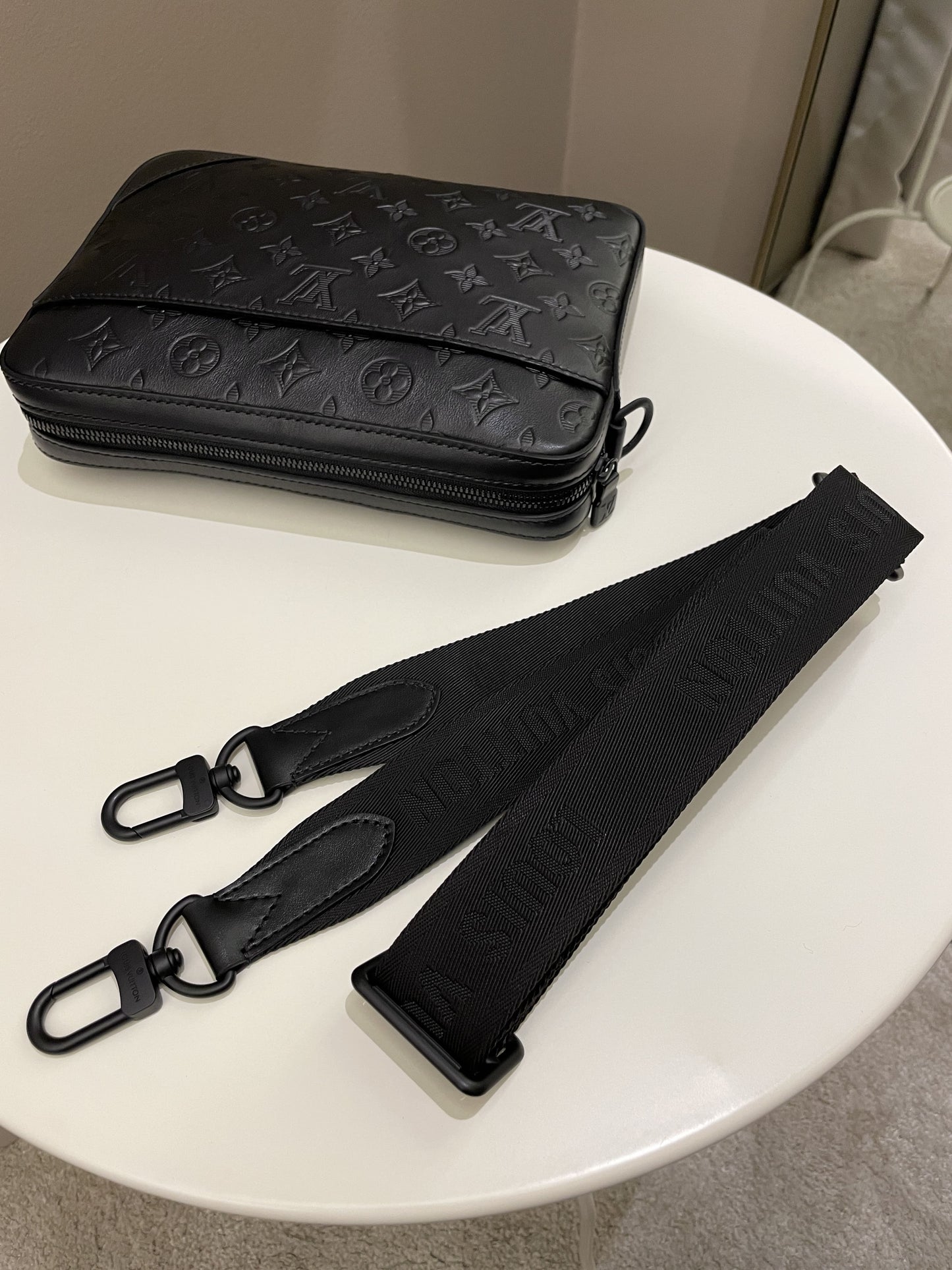 Louis Vuitton Duo Messenger Bag Black Monogram-Embossed Calf