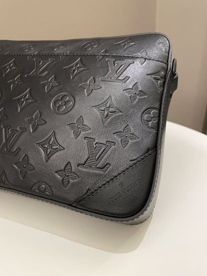 Louis Vuitton Duo Messenger Bag Black Monogram-Embossed Calf