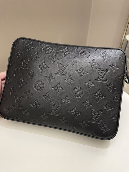 Louis Vuitton Duo Messenger Bag Black Monogram-Embossed Calf