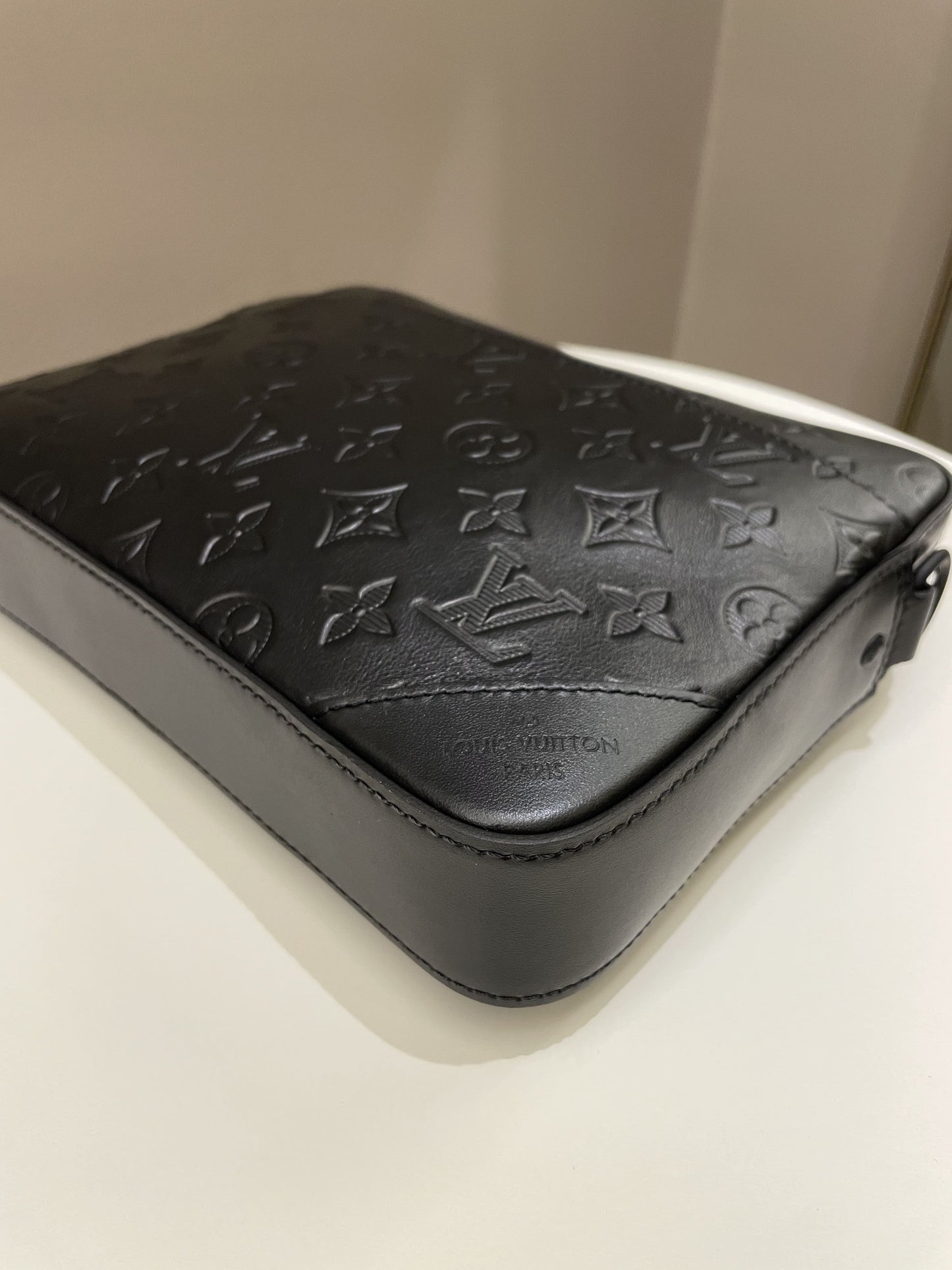 Louis Vuitton Duo Messenger Bag Black Monogram-Embossed Calf