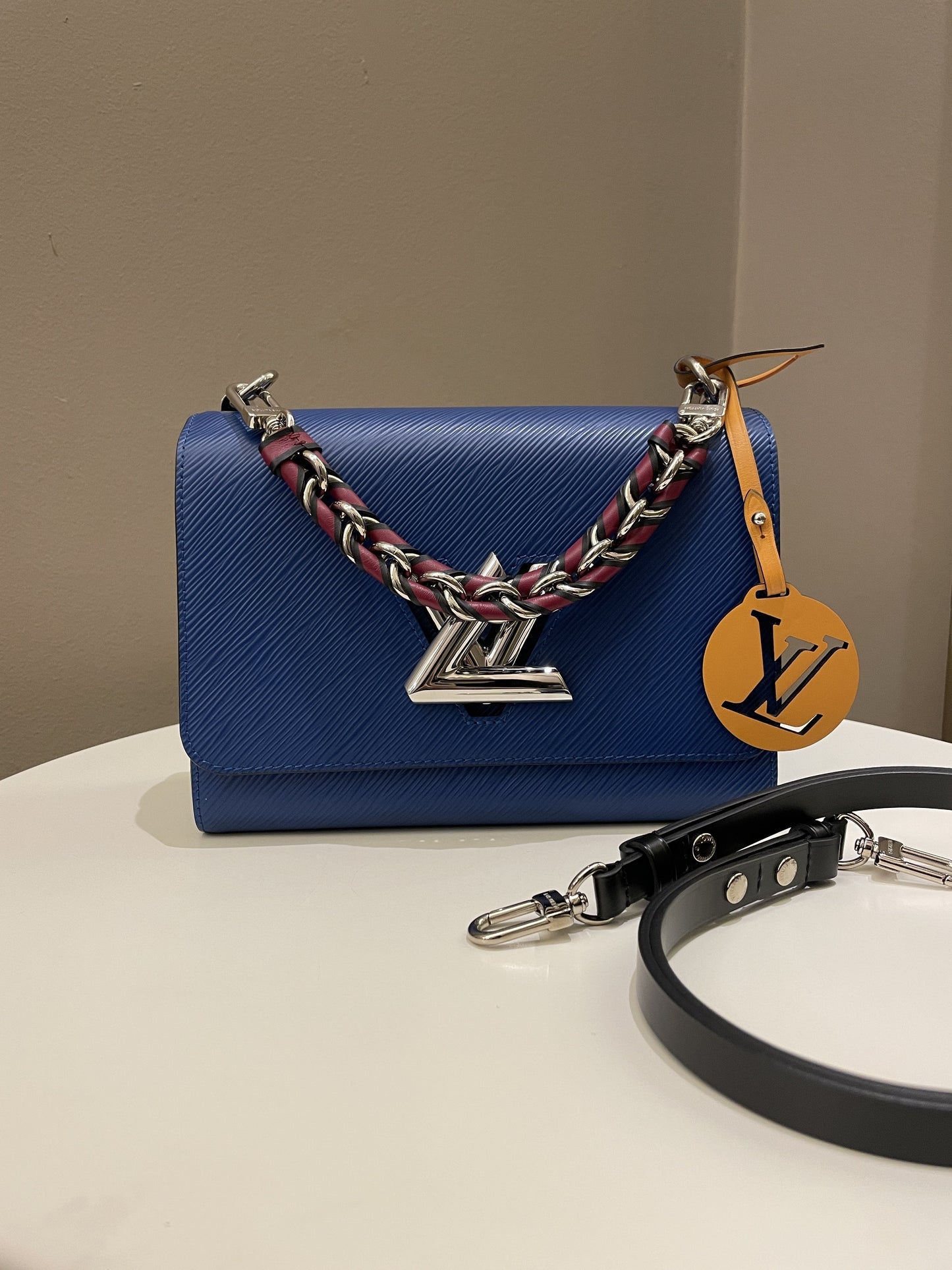 Louis Vuitton Twist MM Bag Blue Epi Leather