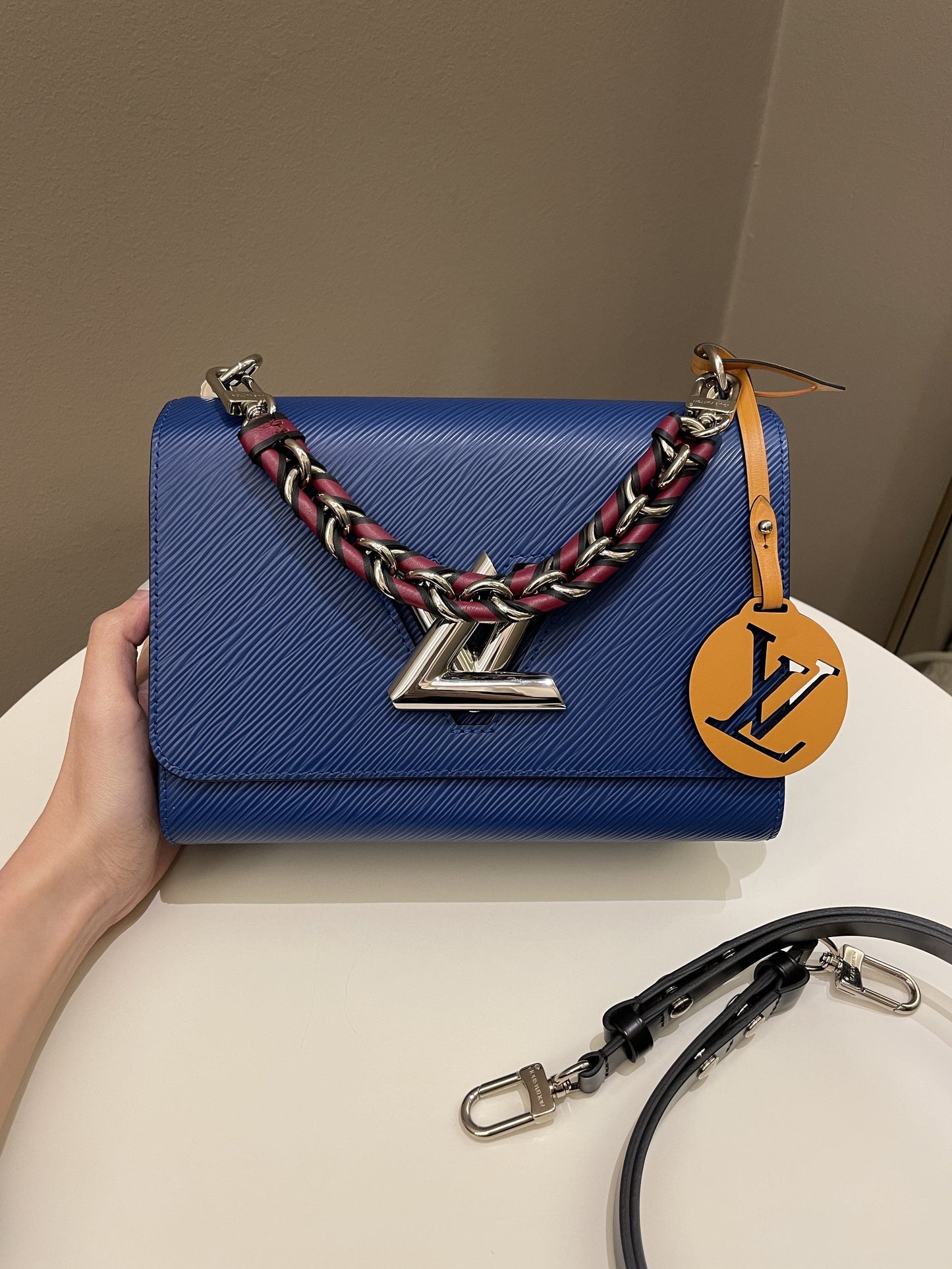 Louis Vuitton Twist MM Bag Blue Epi Leather