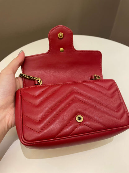 Gucci Marmont Extra Mini Red Lambskin