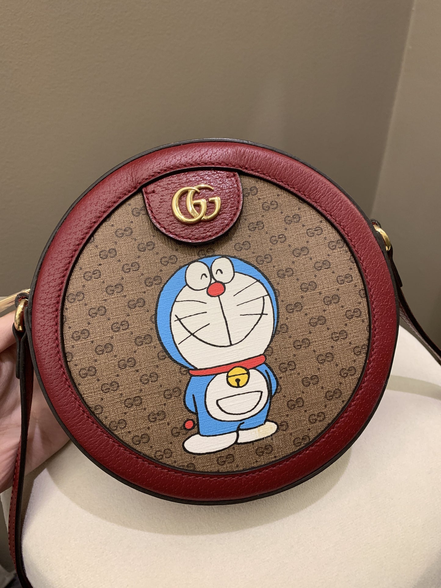 Gucci Doraemon Fujiko-Pro Mini GG Round Bag Gg Mini Coated Canvas