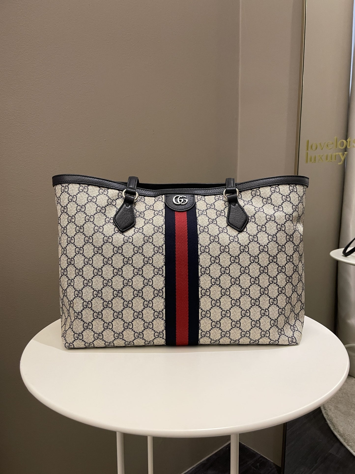 Gucci Ophidia GG Tote Beige/ Blue GG Supreme Canvas