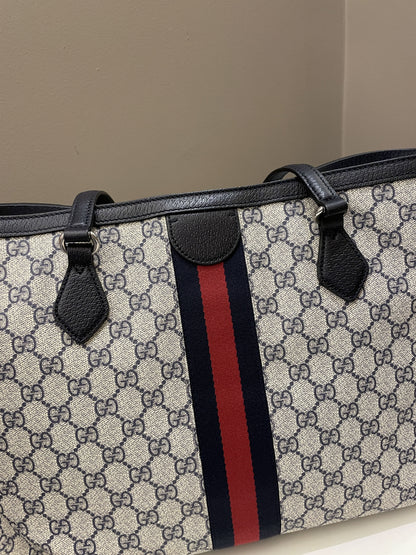 Gucci Ophidia GG Tote Beige/ Blue GG Supreme Canvas