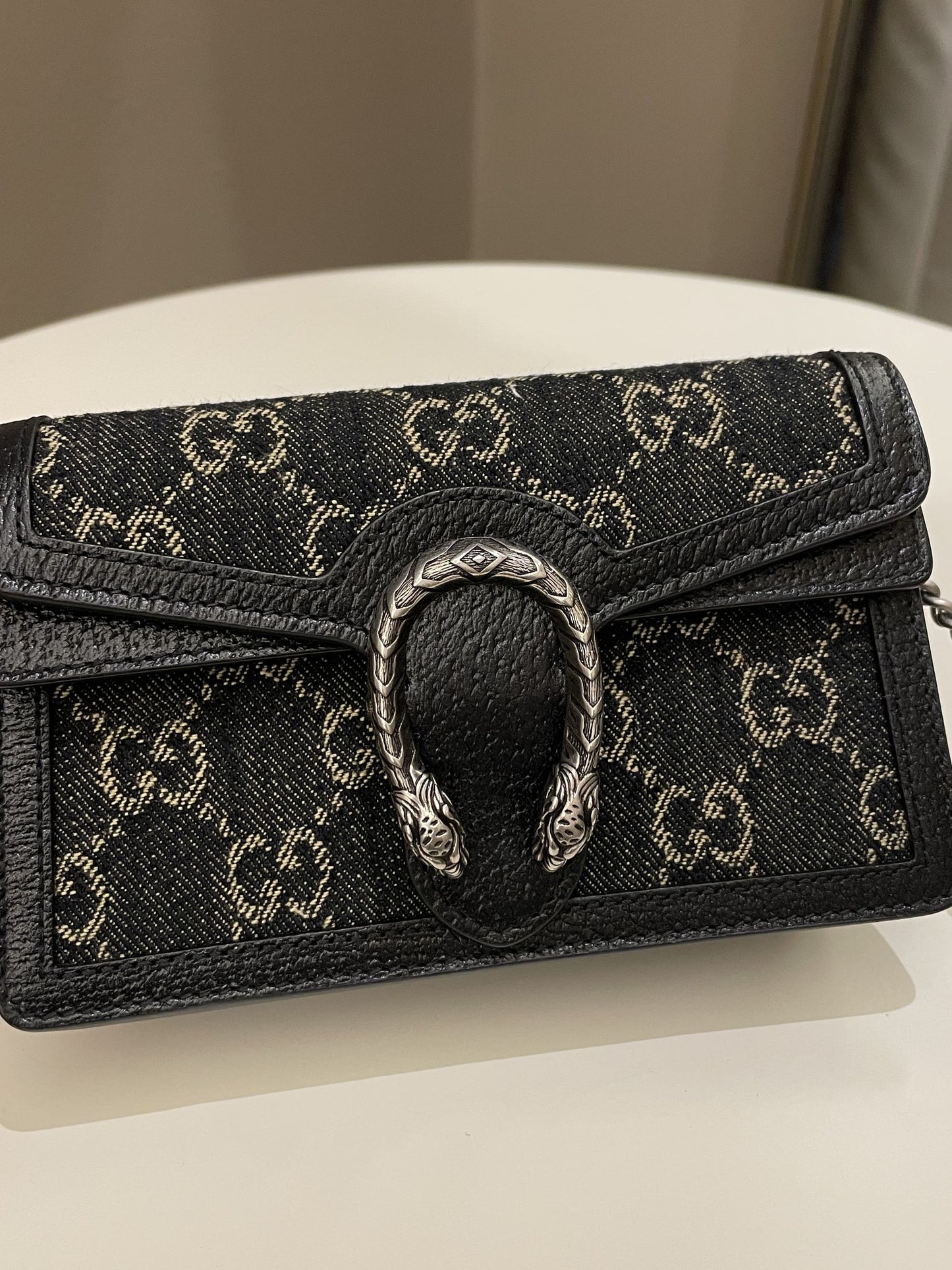 Gucci Dionysus GG Mini Chain Bag Black Denim