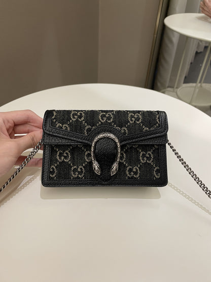 Gucci Dionysus GG Mini Chain Bag Black Denim