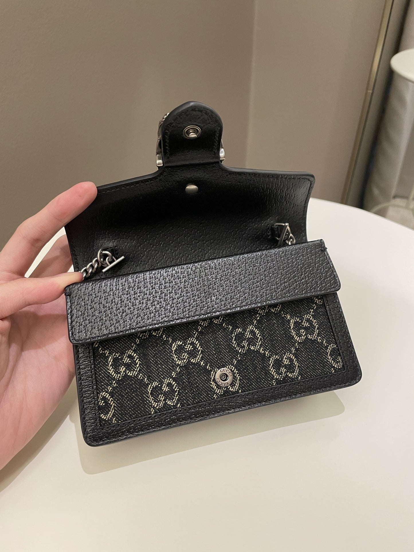 Gucci Dionysus GG Mini Chain Bag Black Denim