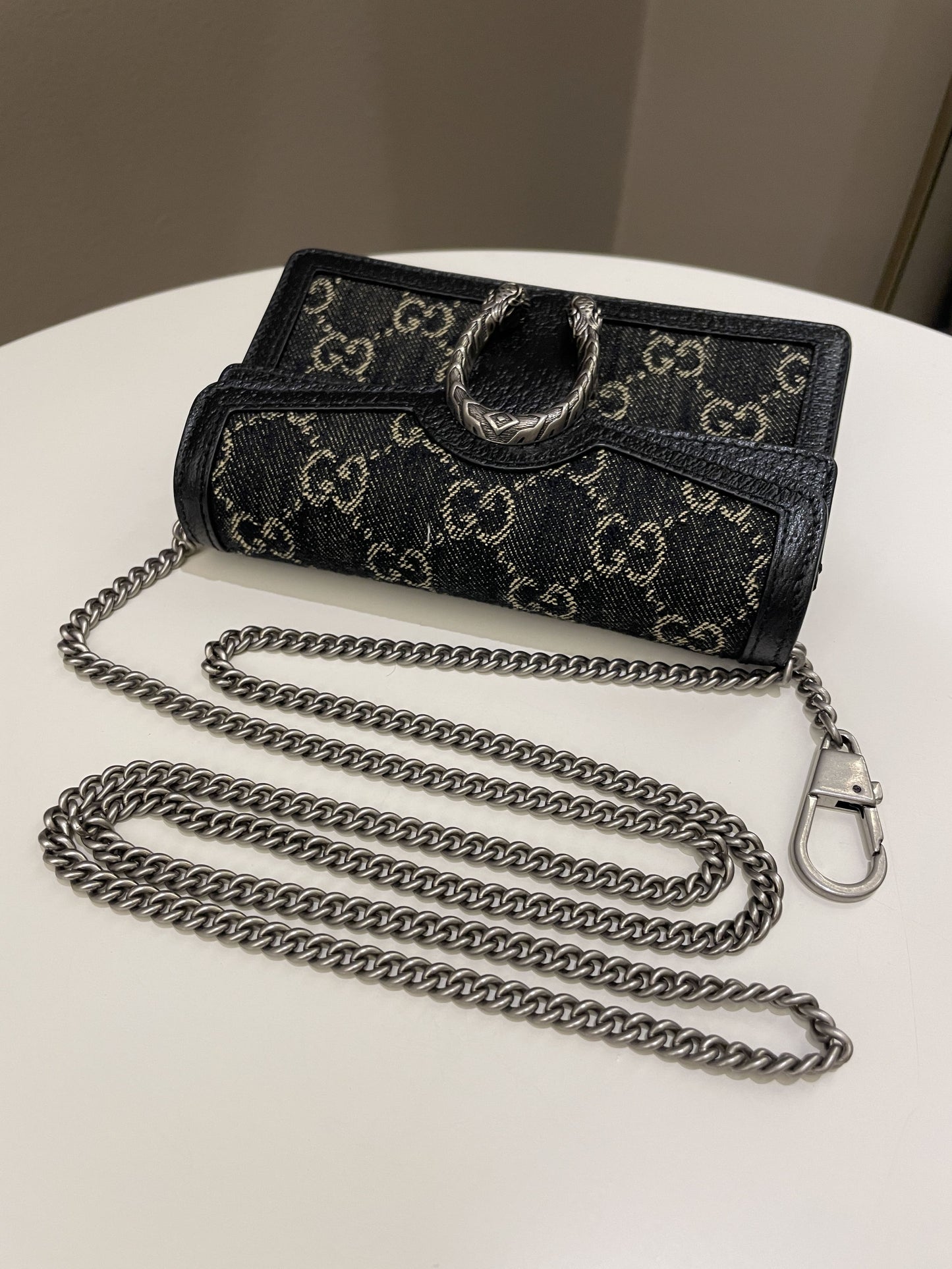 Gucci Dionysus GG Mini Chain Bag Black Denim