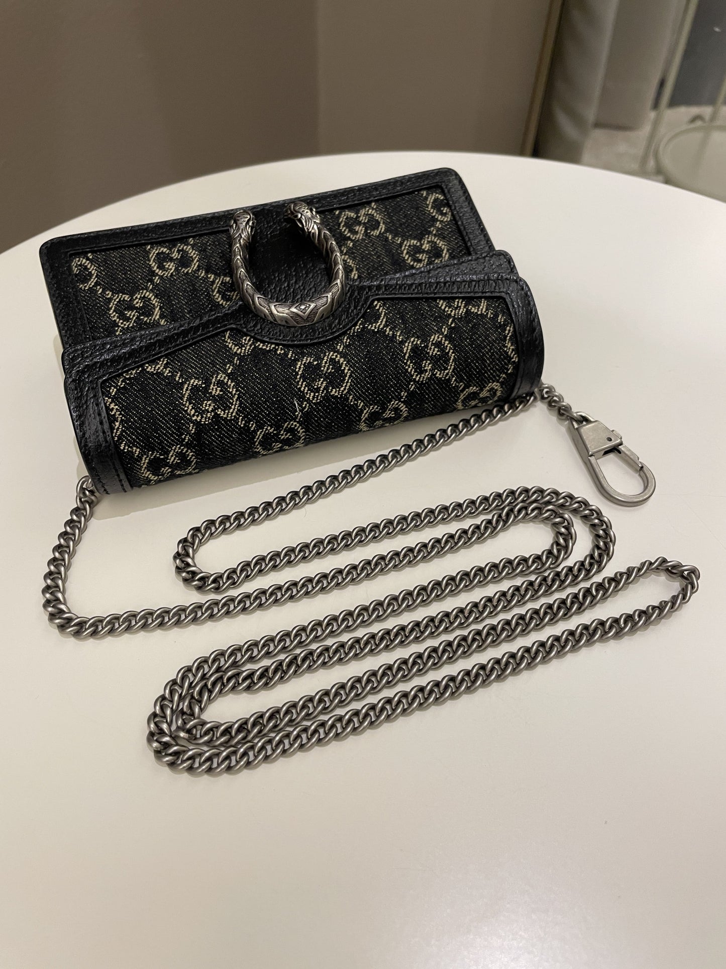 Gucci Dionysus GG Mini Chain Bag Black Denim