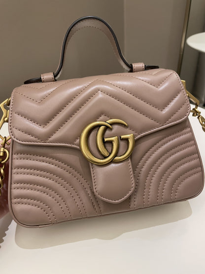 Gucci GG Marmont Mini Top Handle Bag Dark Nude