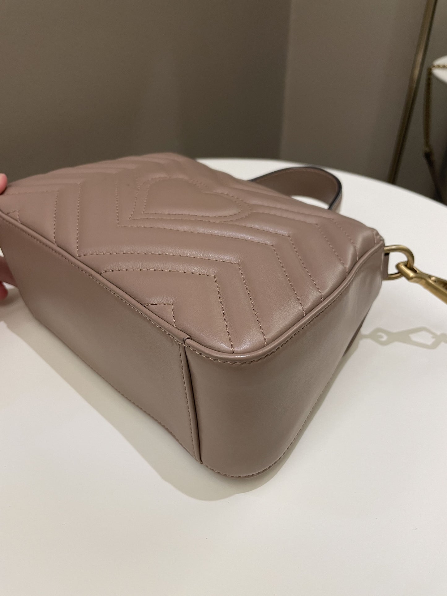 Gucci GG Marmont Mini Top Handle Bag Dark Nude