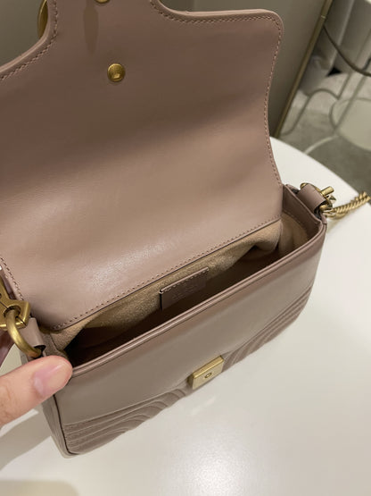 Gucci GG Marmont Mini Top Handle Bag Dark Nude