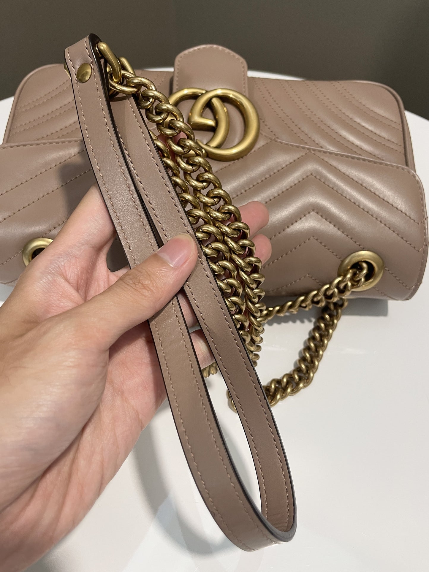 Gucci Marmont Flap Bag Beige