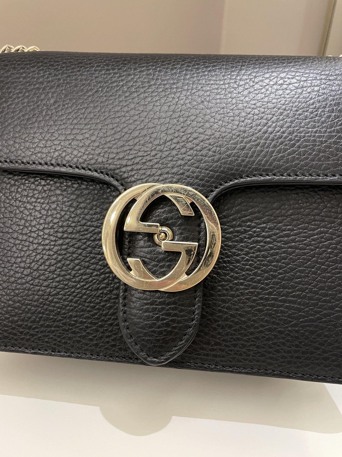 Gucci Interlocking GG Bag Black Grained Leather