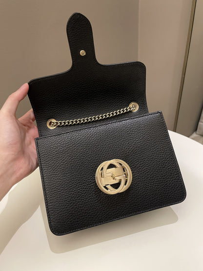 Gucci Interlocking GG Bag Black Grained Leather