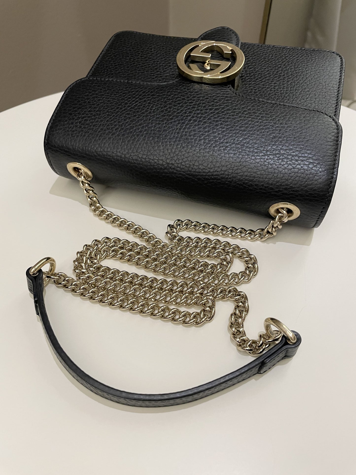 Gucci Interlocking GG Bag Black Grained Leather