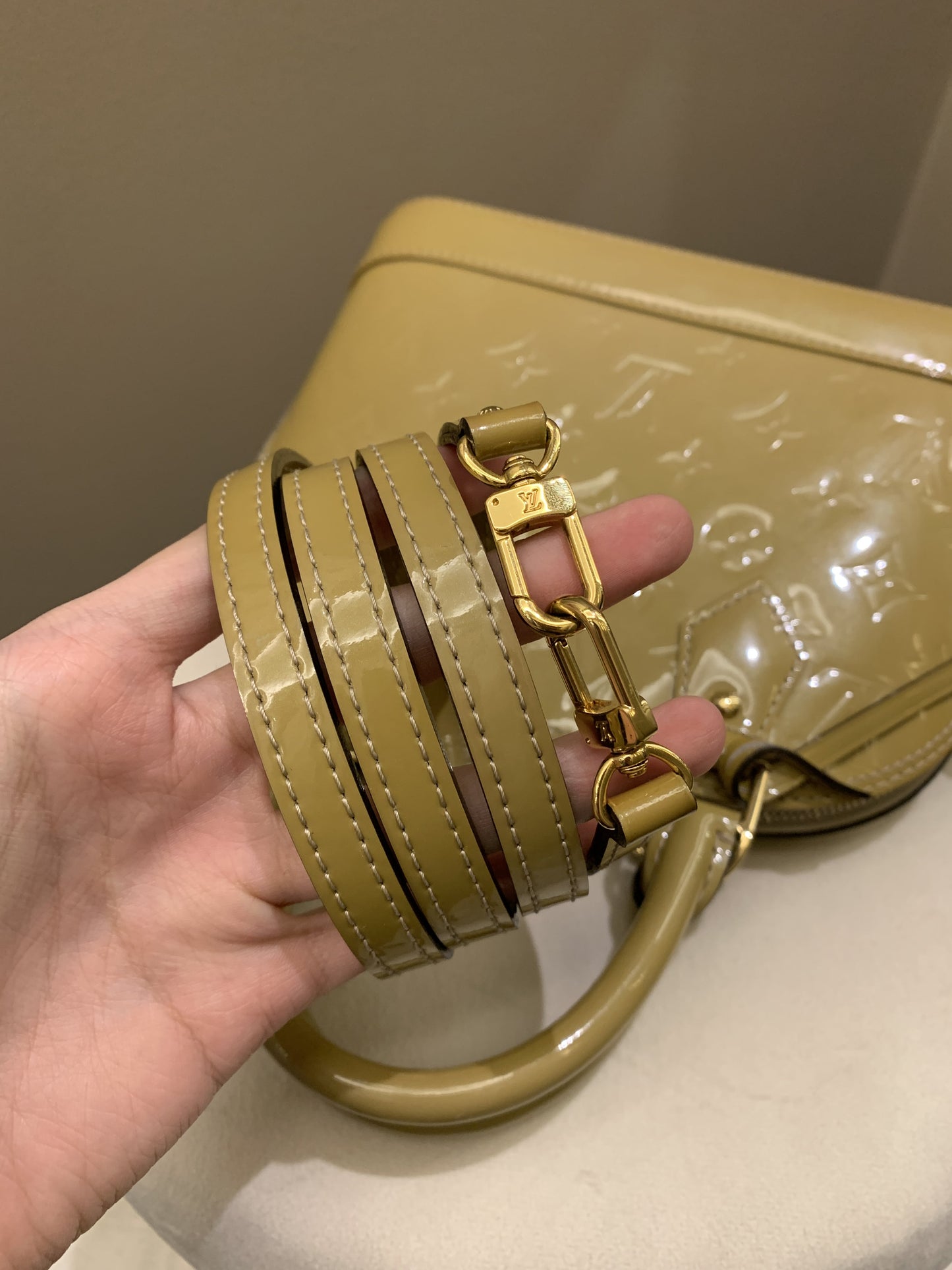 Louis Vuitton Alma BB Galet Patent