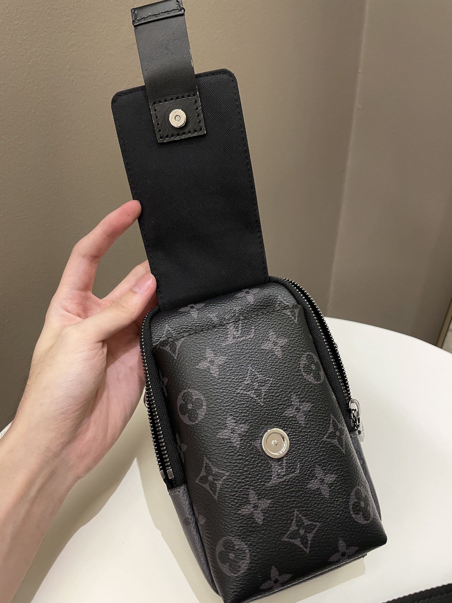 Louis Vuitton Double Phone Pouch NM Monogram Eclipse Reverse Canvas