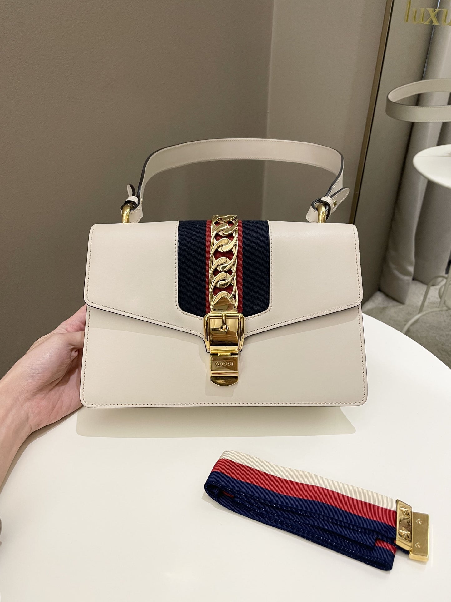 Gucci Sylvie Chain Bag Ivory Calfskin