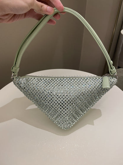 Prada Triangular Crystal Auqa Green