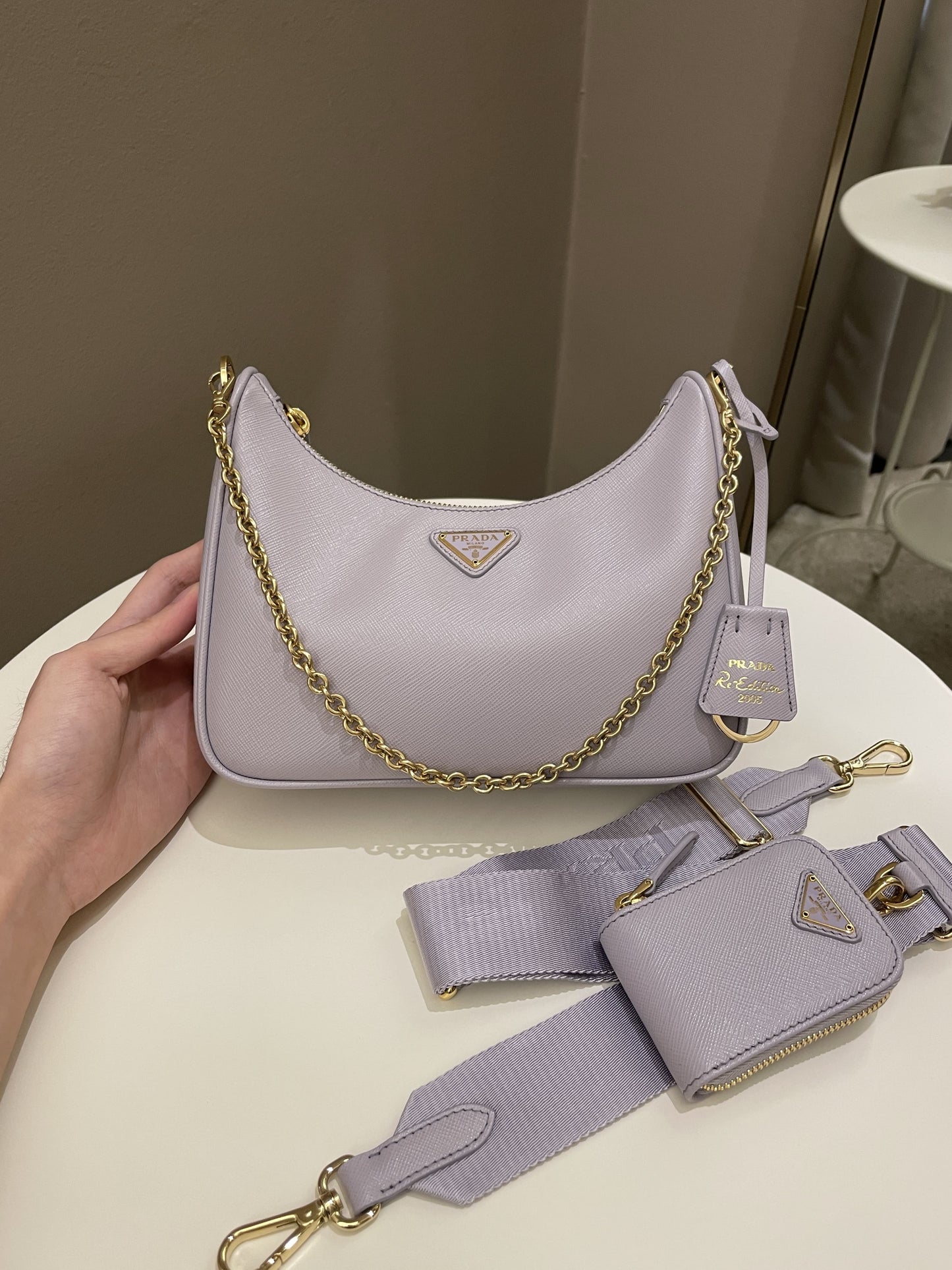 Prada Re-Edition 2005 Saffiano Bag Lilac Saffiano Leather