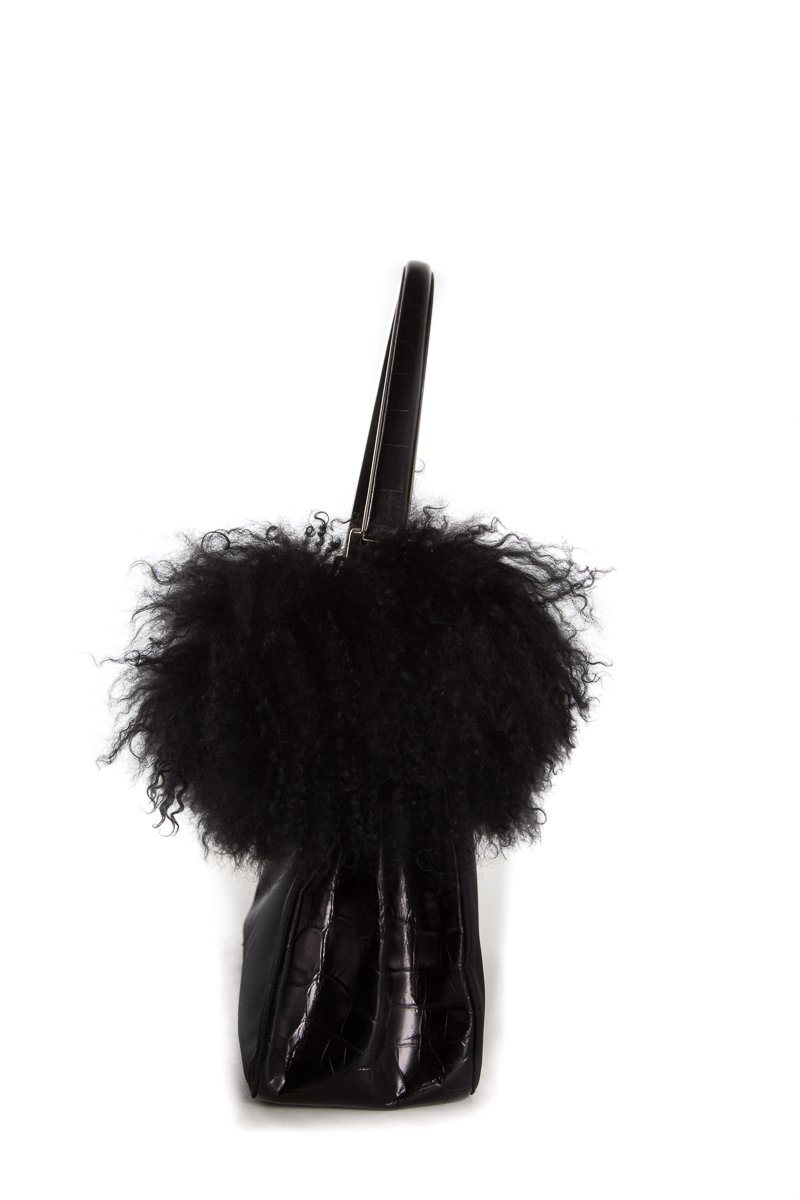 Prada Black Fur Handle Bag