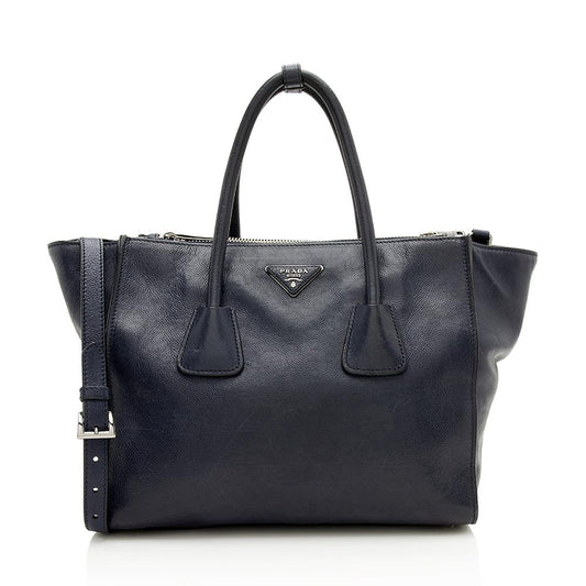 Prada Glace Calf Twin Pocket Tote (SHF-12382)