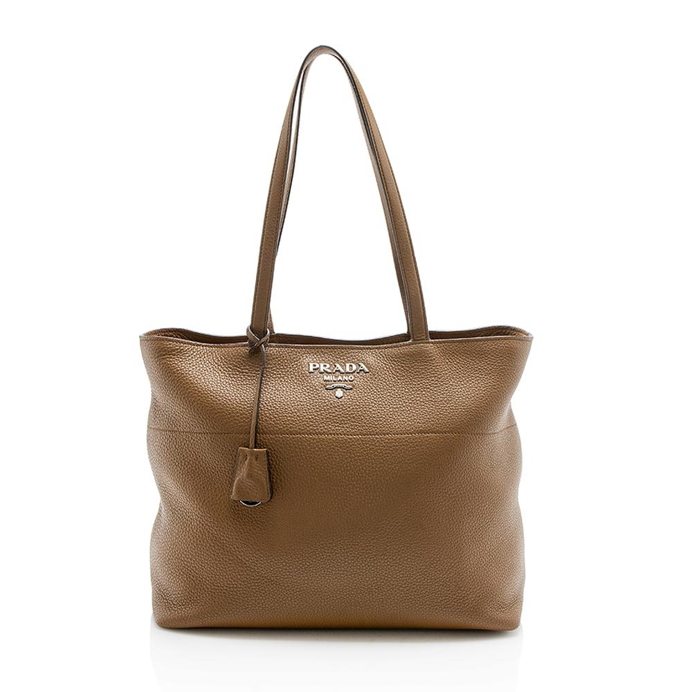 Prada Grained Leather Shopping Tote (SHF-12048)