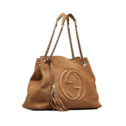 Tan Gucci Medium Soho Chain Tote