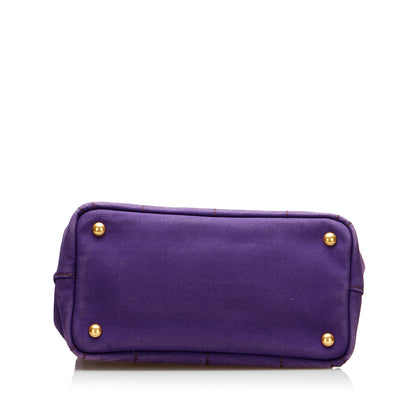 Prada Canapa Logo Handbag Small Purple Canvas