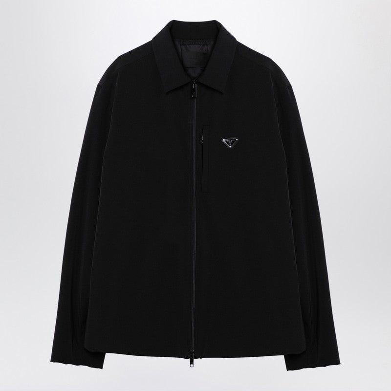 Prada Black Recycled Polyester Blend Shirt Men