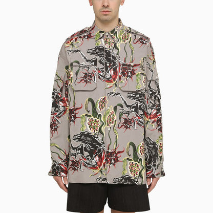 Prada Granite-Coloured Shirt With Cotton Print Men