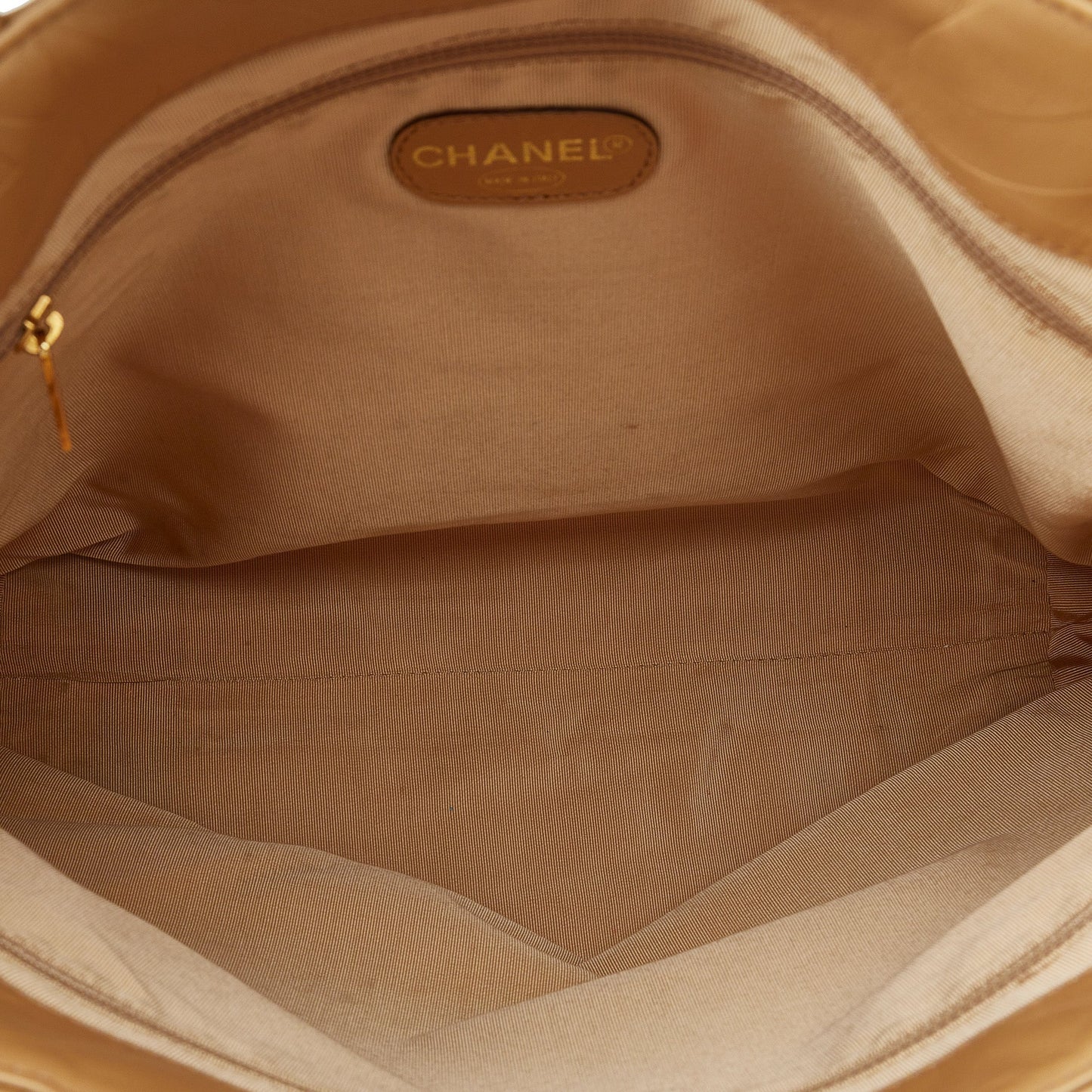 Tan Chanel CC Embossed Leather Tote Bag