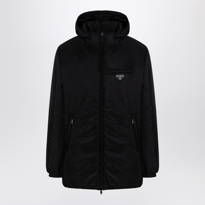 Prada Black Padded Parka In Re-Nylon Men